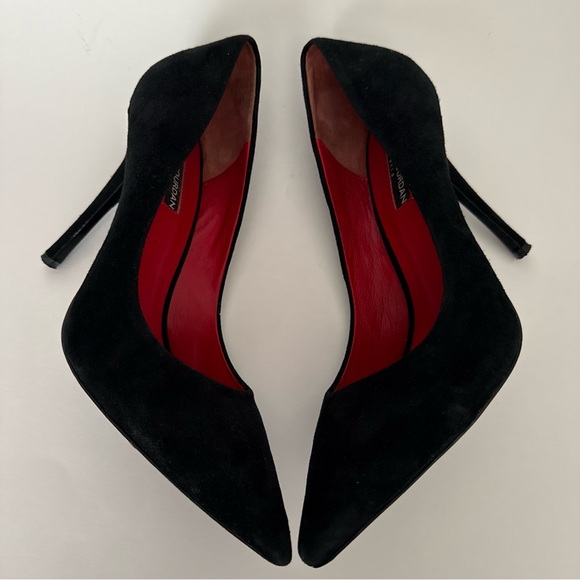 Charles Jourdan Black Suede Heels Pointed Toe Stiletto Heel - Picture 6 of 13